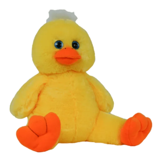 Yellow duckling plush with orange feet