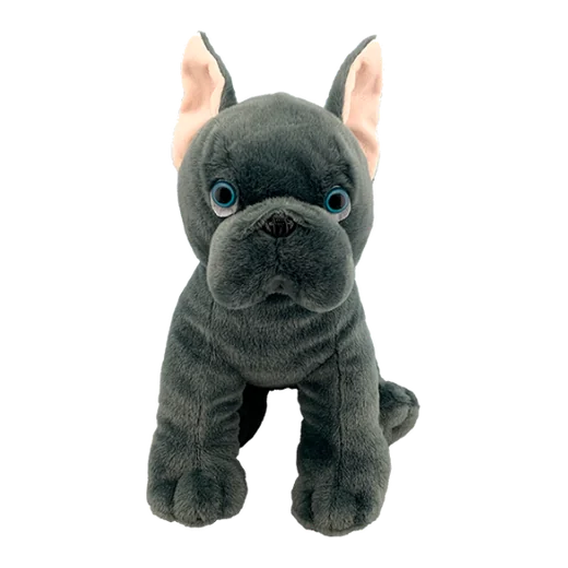 Grey French bulldog plush with blue eyes