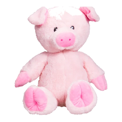 Pink pig plush with a curly tail