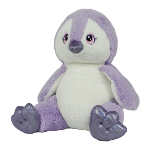 Lavender penguin plush with glitter feet