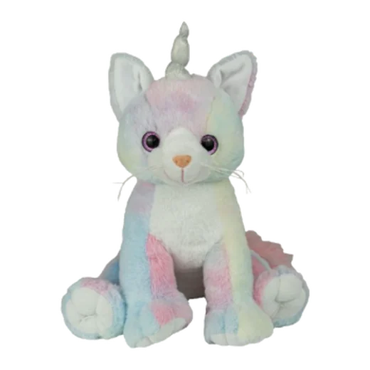 Pastel caticorn plush with a horn and wings