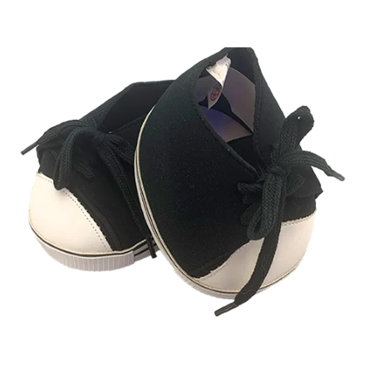 Black high-top sneakers with white soles and laces